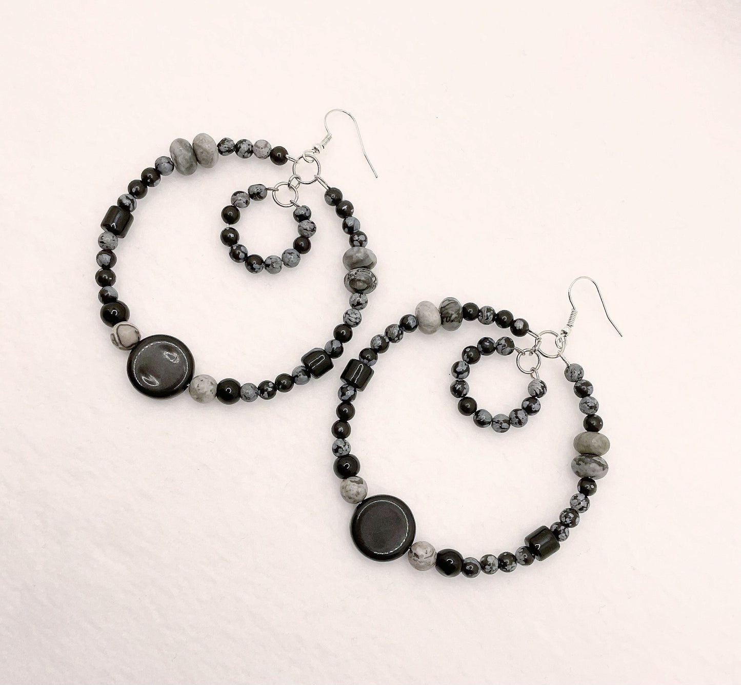Zuri and Zyla Earrings Onyx Stone Hoops