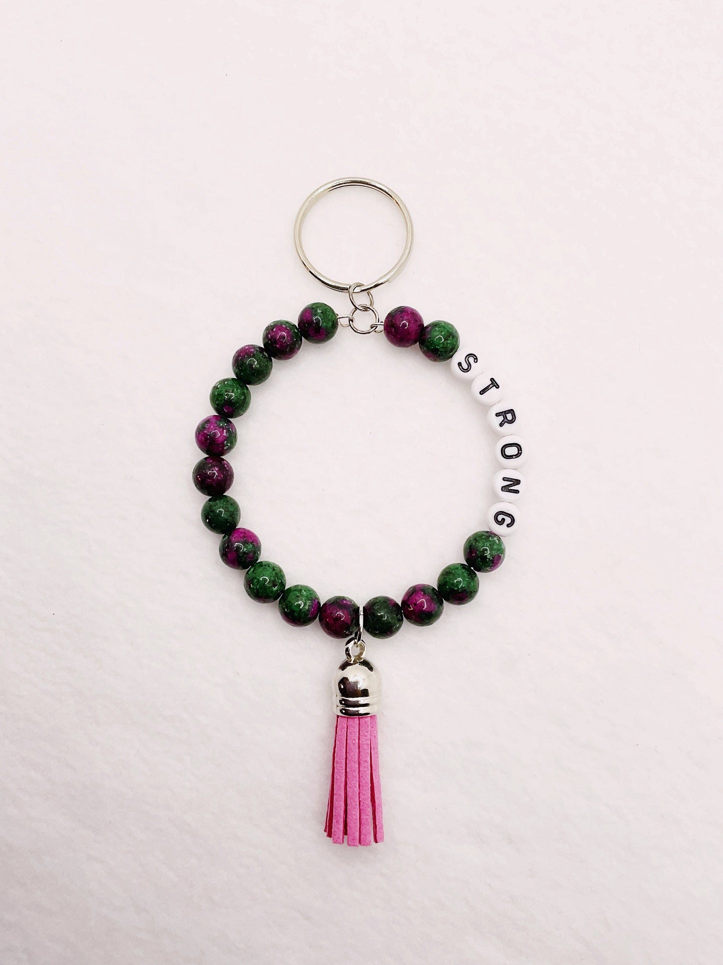 Zuri and Zyla Keychain Strong Green and Pink