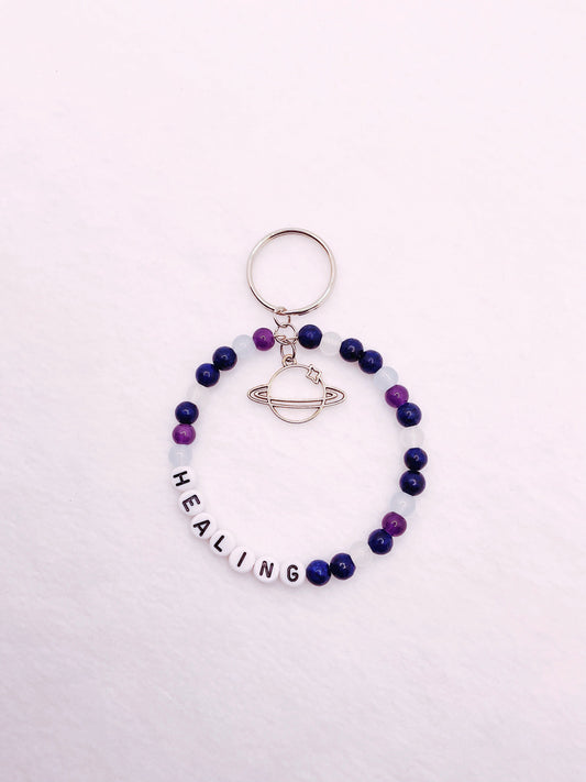 Zuri and Zyla Keychain Blue and Purple Healing