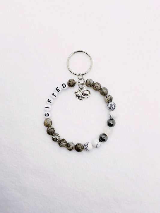 Zuri and Zyla Keychain Gifted Gray